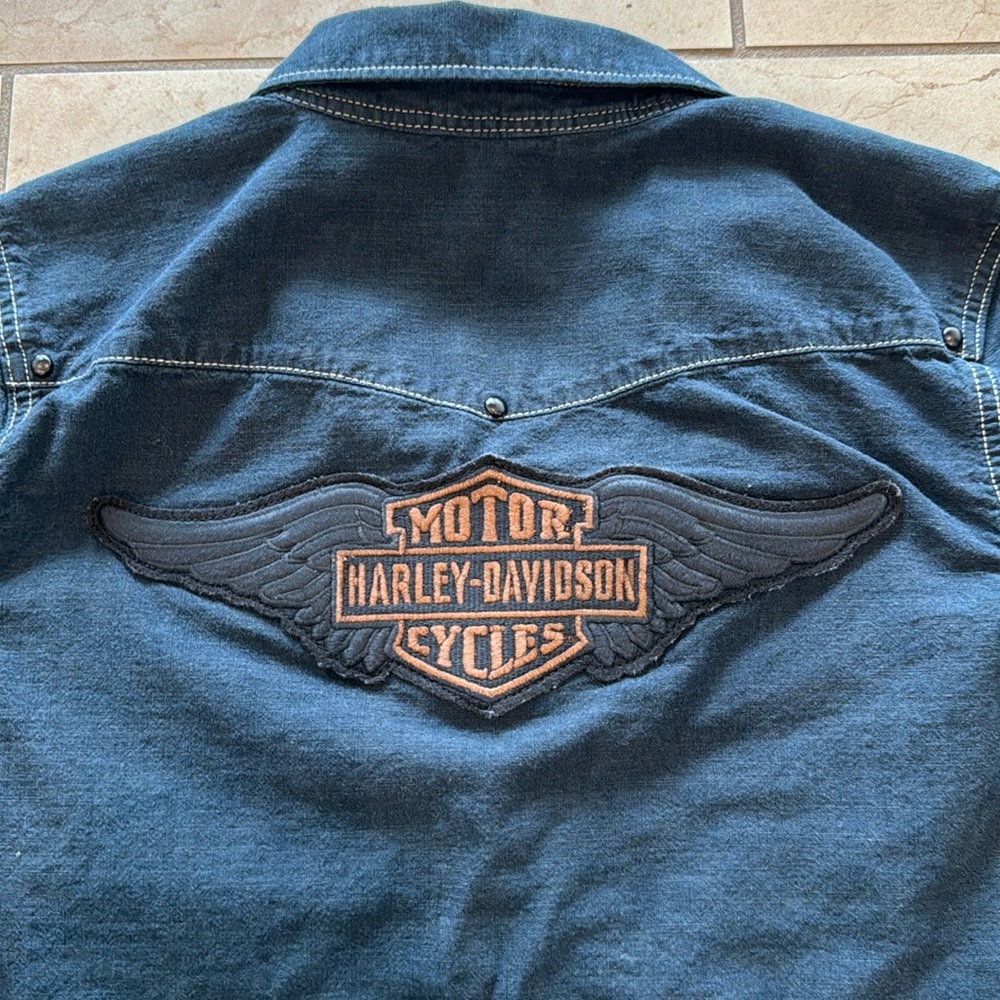 Harley-Davidson snap front logo western style shirt L